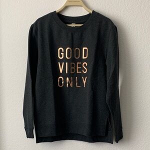 GreenTea Black Sweater with Gold Lettering